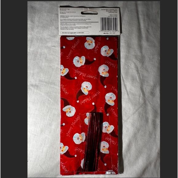 WILTON Party Treat Bags w Ties 20 ct - Christmas Holiday Santa - Red - Picture 3 of 5